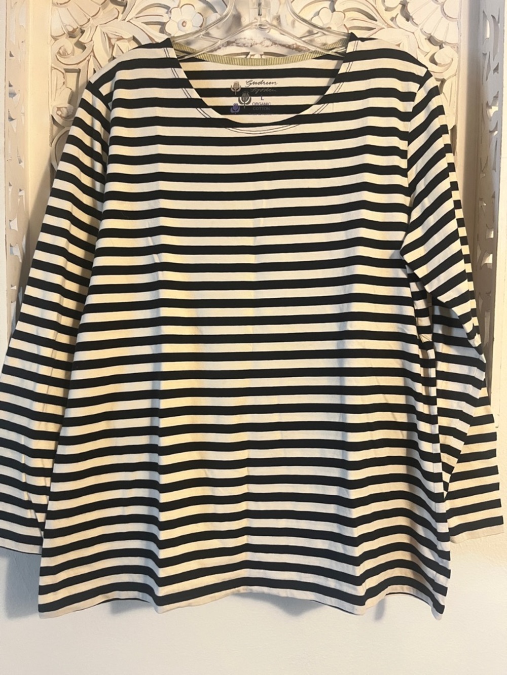 Gudrun Sjoden Black and Cream Striped Long Sleeve Tee